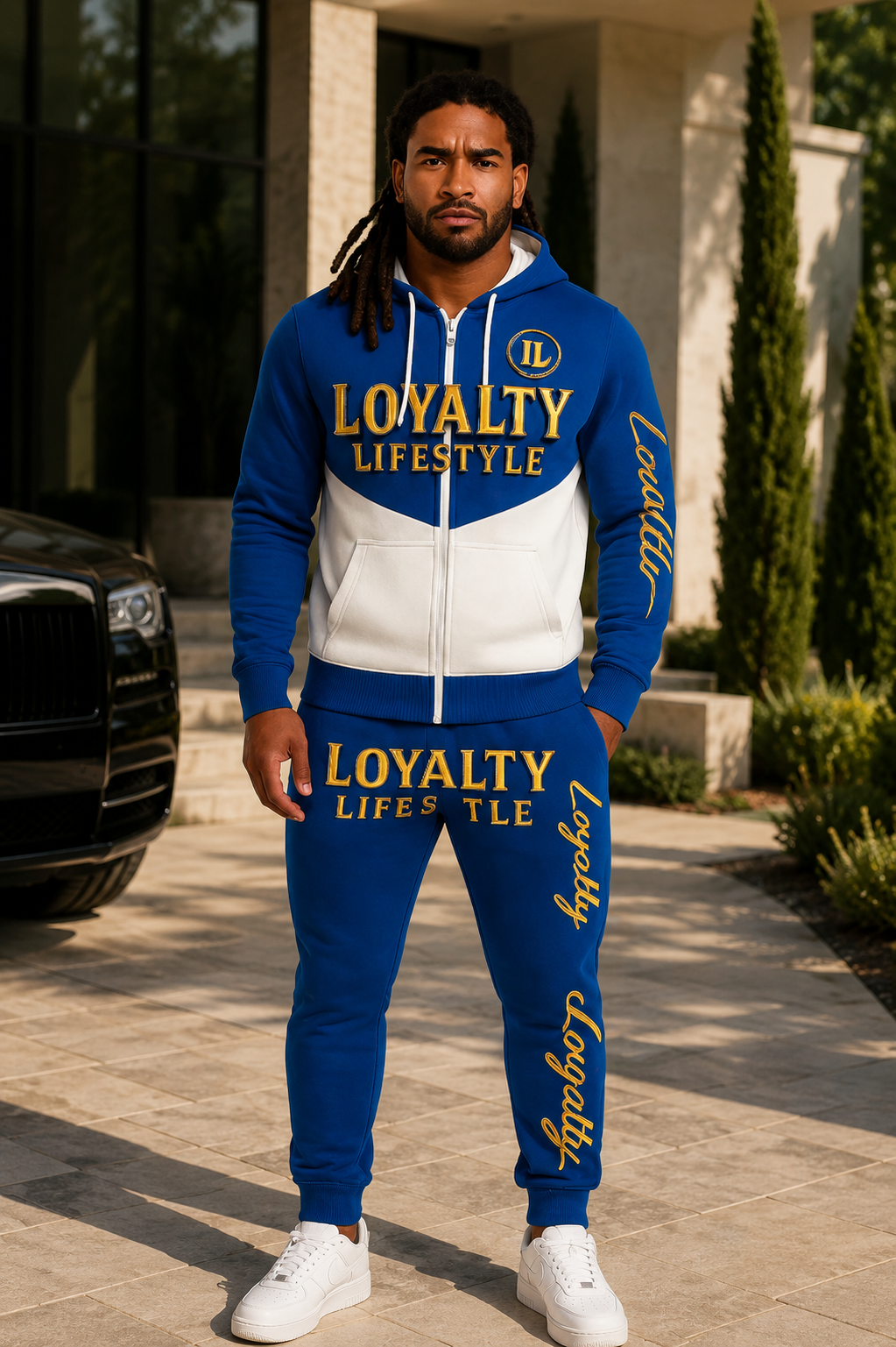 Loyalty Lifestyle Men’s Premium Zip-Up Hoodie Only – Royal Blue & Gold