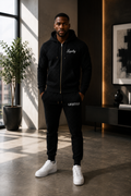 Loyalty Lifestyle Men’s Premium Diamond-Pattern Tracksuit (Black)