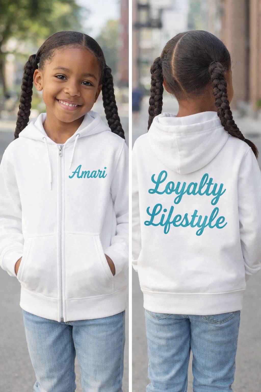 Loyalty Lifestyle Youth Zip Hoodie – Script Edition (Custom Name)