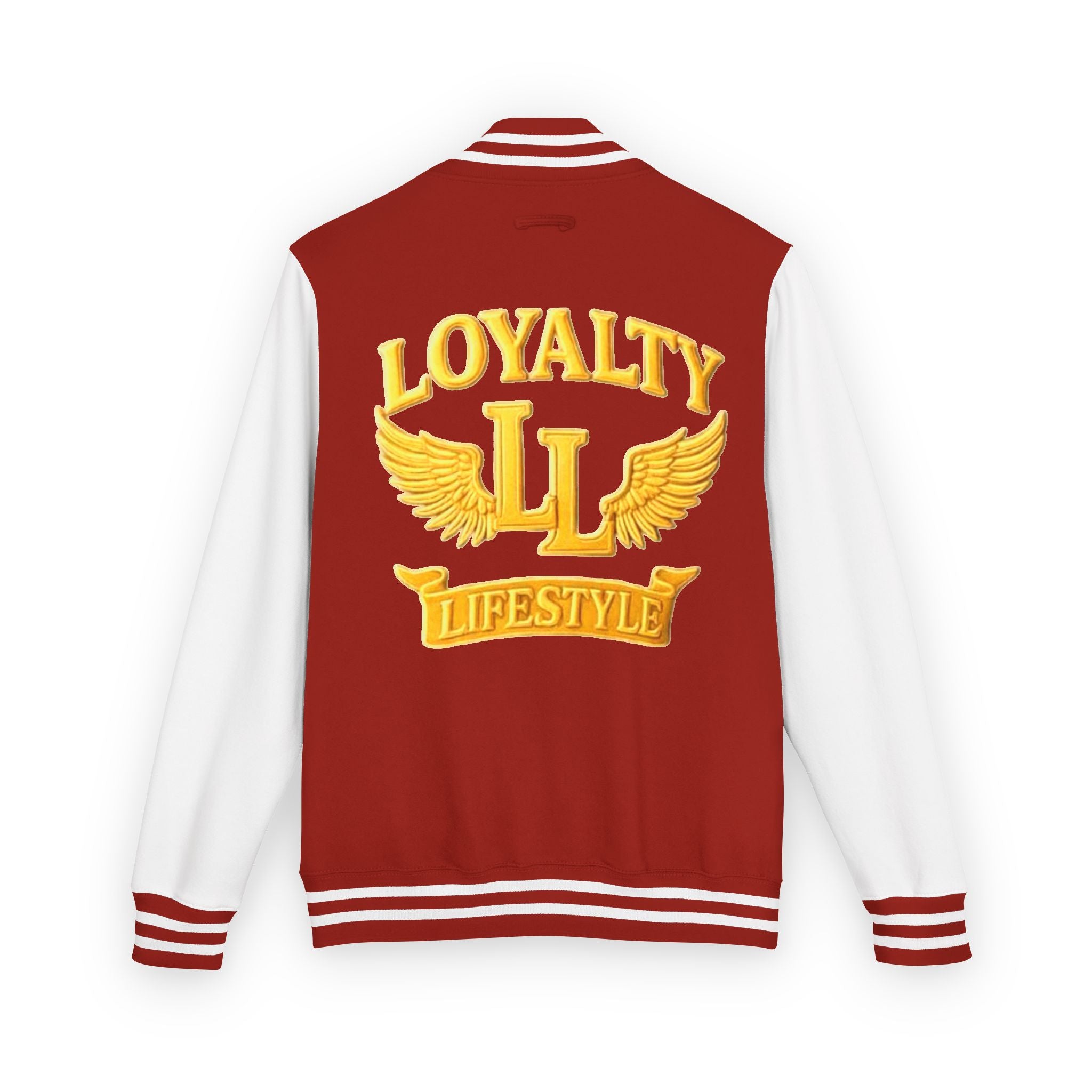 Loyalty Lifestyle Premium Varsity Jacket – Red & Gold