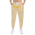 Loyalty Lifestyle Joggers — Cream Athletic Sweatpants with Gold "Loyalty" Script