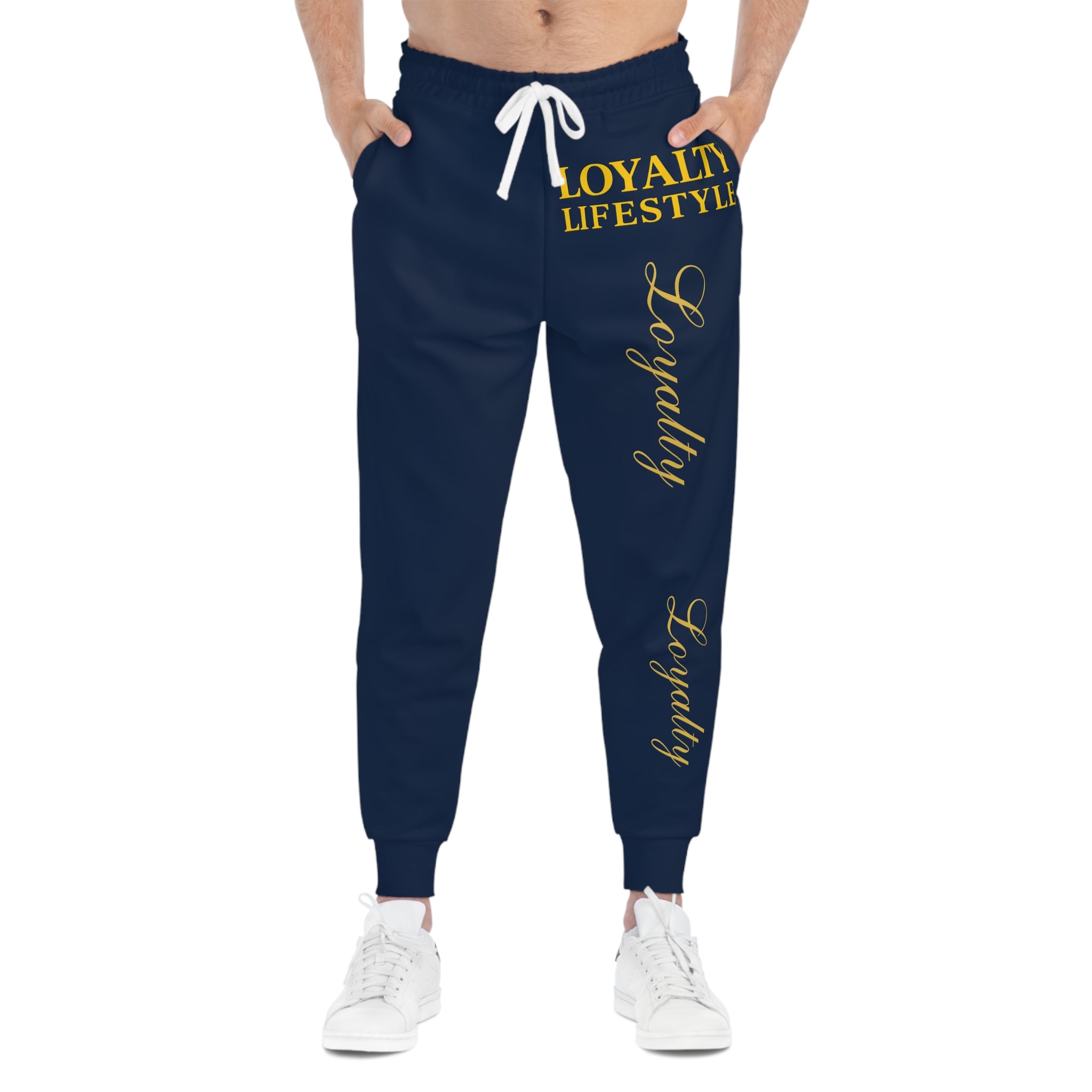 Loyalty Lifestyle Navy Joggers — Athletic Sweatpants with Gold "Loyalty" Script