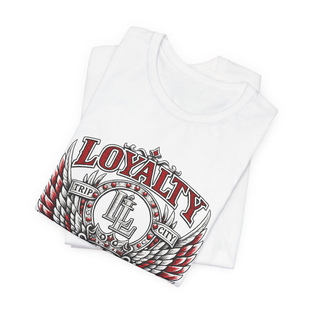 LOYALTY OVER EVERYTHING™ Red / Silver PREMIUM GRAPHIC T-SHIRT