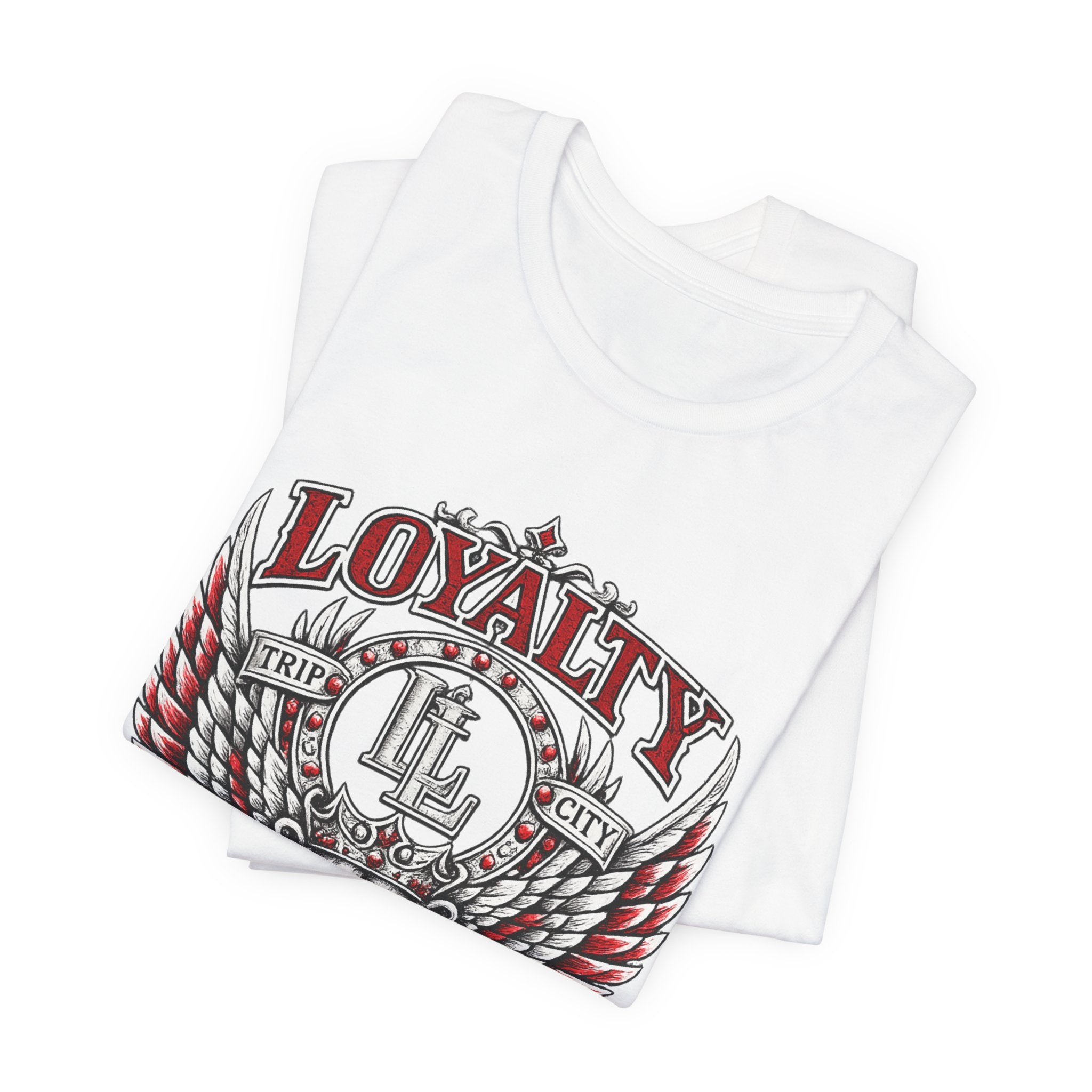 LOYALTY OVER EVERYTHING™ Red / Silver PREMIUM GRAPHIC T-SHIRT
