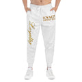 Loyalty Lifestyle Joggers — White Athletic Sweatpants with Gold "Loyalty" Script