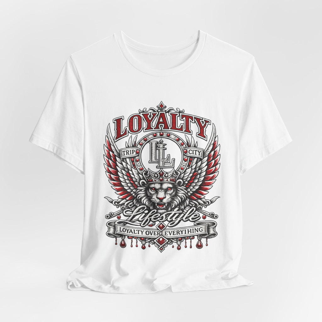 LOYALTY OVER EVERYTHING™ Red / Silver PREMIUM GRAPHIC T-SHIRT