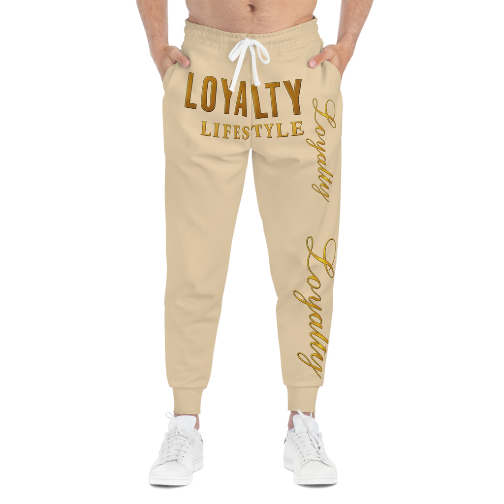 Loyalty Lifestyle Joggers — Cream Athletic Sweatpants with Gold "Loyalty" Script