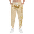 Loyalty Lifestyle Joggers — Cream Athletic Sweatpants with Gold "Loyalty" Script