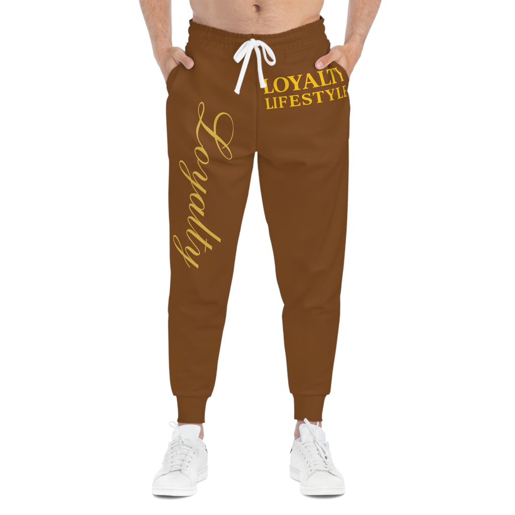 Loyalty Lifestyle Coffee Joggers — Athletic Sweatpants with Gold "Loyalty" Script