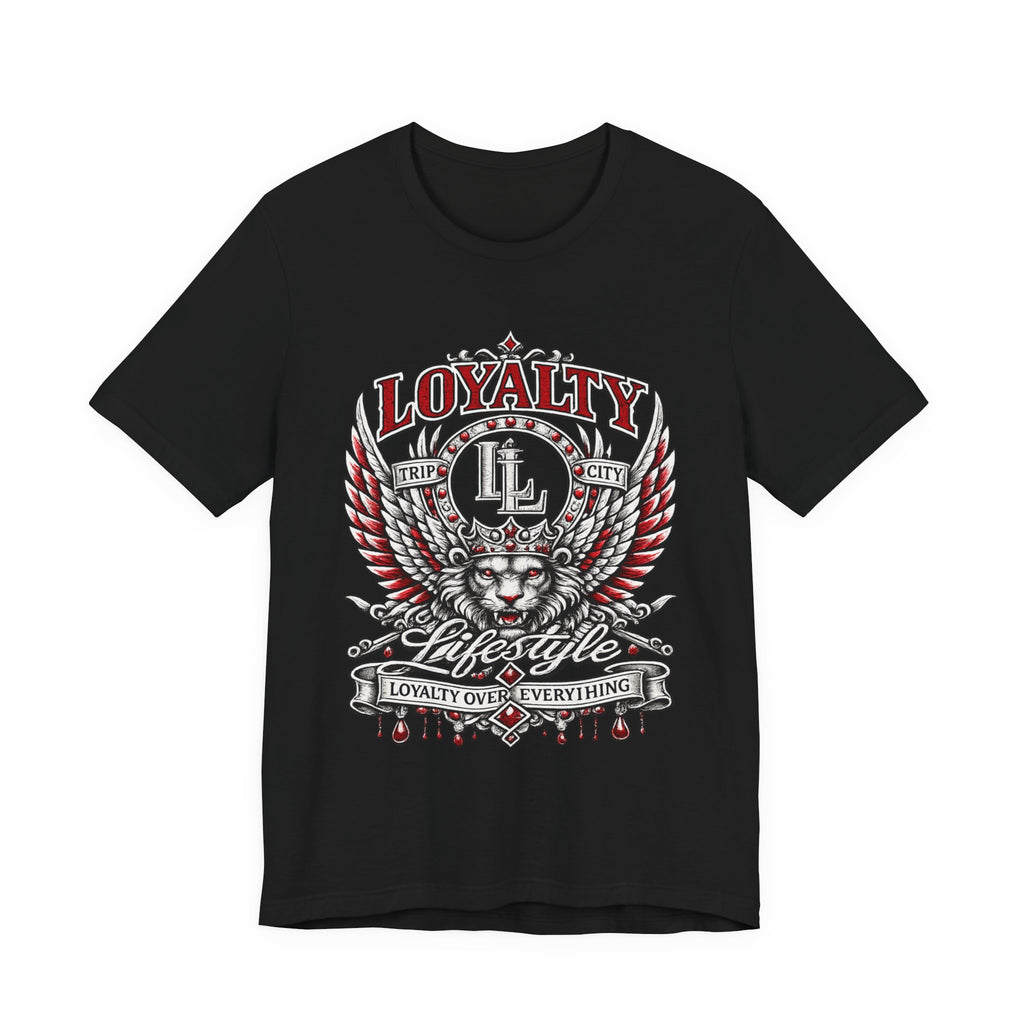 LOYALTY OVER EVERYTHING™ Red / Silver PREMIUM GRAPHIC T-SHIRT