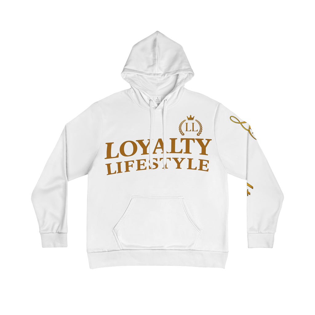 Loyalty Lifestyle Men’s White Hoodie —  Logo Pullover