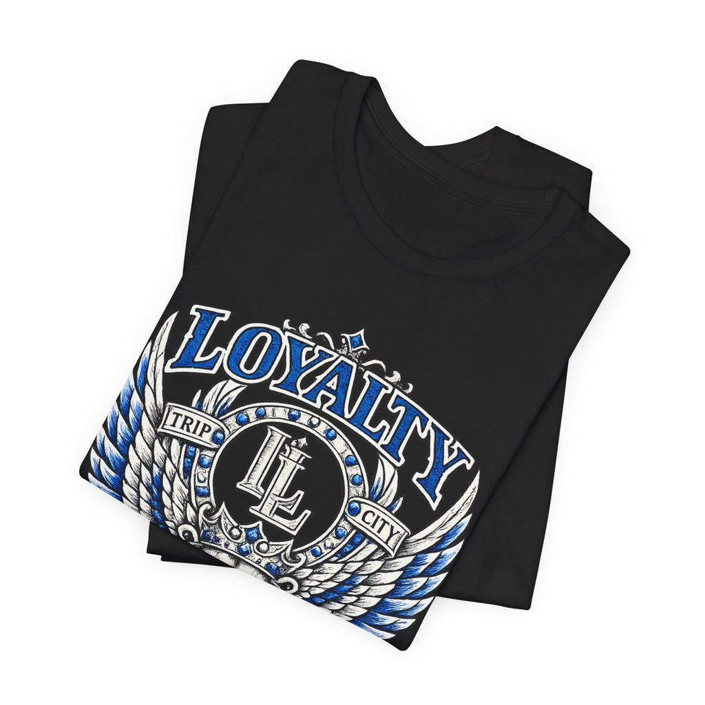 LOYALTY OVER EVERYTHING™ Blue / Silver PREMIUM GRAPHIC T-SHIRT