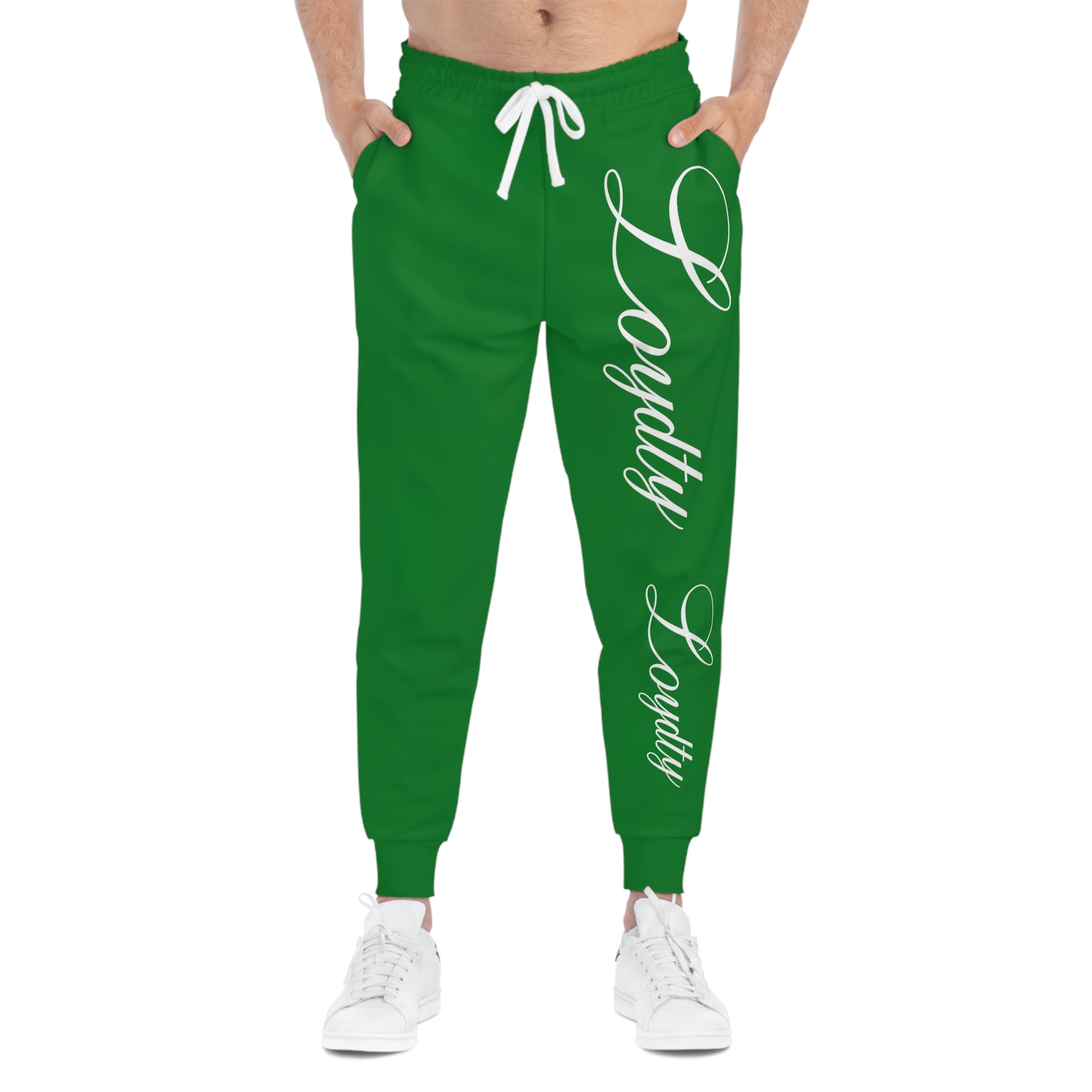 Loyalty Lifestyle Joggers — Green Athletic Sweatpants with Gold "Loyalty" Script