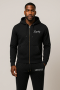 Loyalty Lifestyle Men’s Premium Diamond-Pattern Tracksuit (Black)