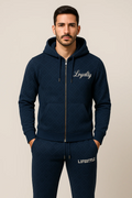 Loyalty Lifestyle Men’s Premium Diamond-Pattern Tracksuit (Navy)