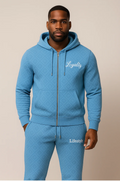 Loyalty Lifestyle Men’s Premium Diamond-Pattern Tracksuit (Sky Blue)