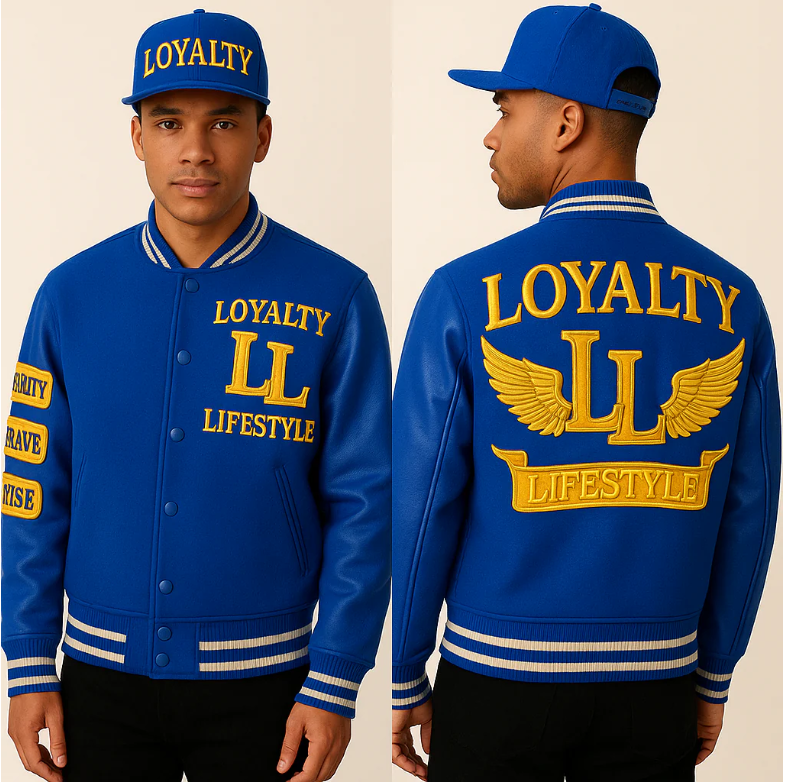 Loyalty Lifestyle Premium Varsity Jacket – Royal Blue & Gold