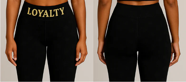 Loyalty High-Waisted Yoga Leggings — Black Performance AOP Leggings
