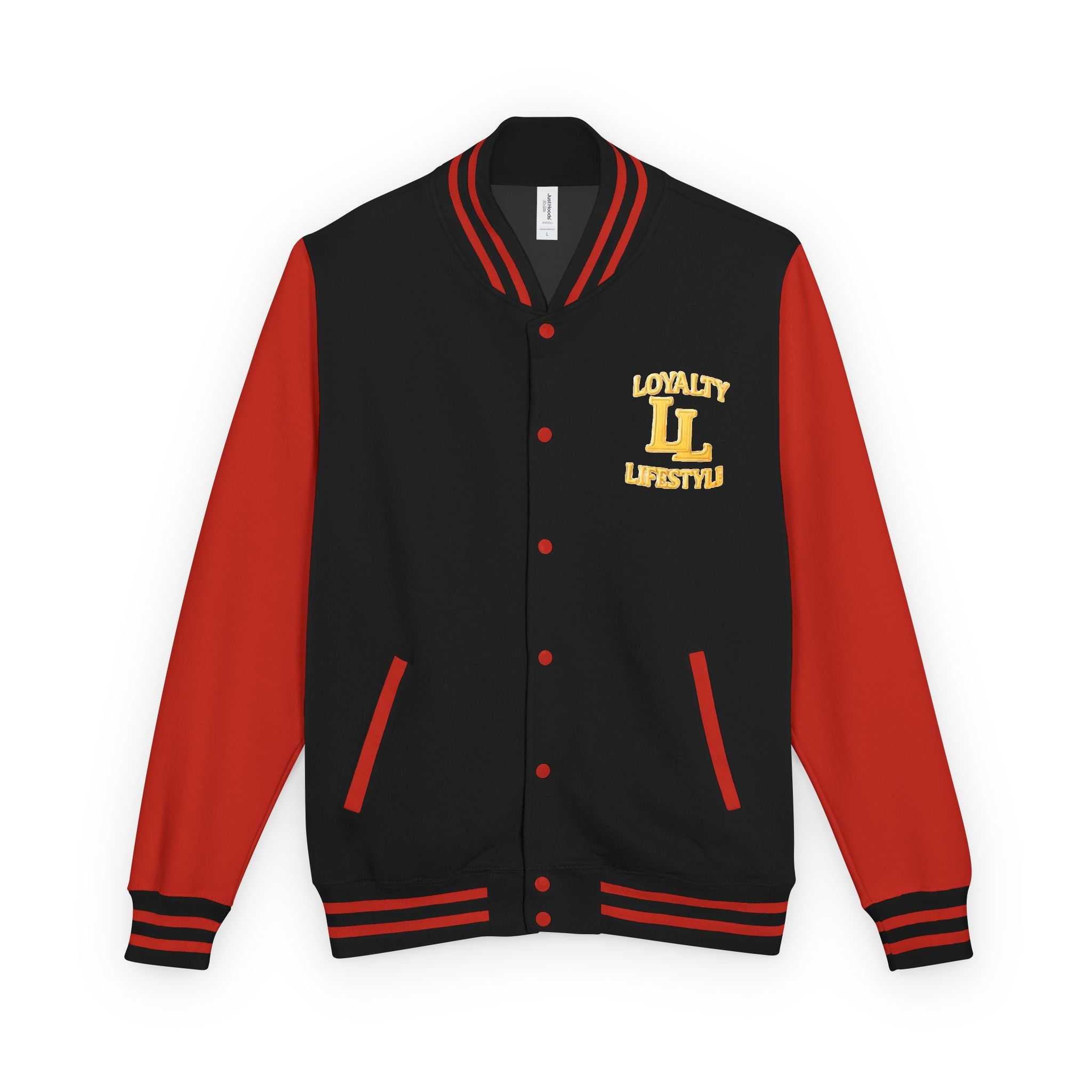 Loyalty Lifestyle Premium Varsity Jacket – Red & Gold