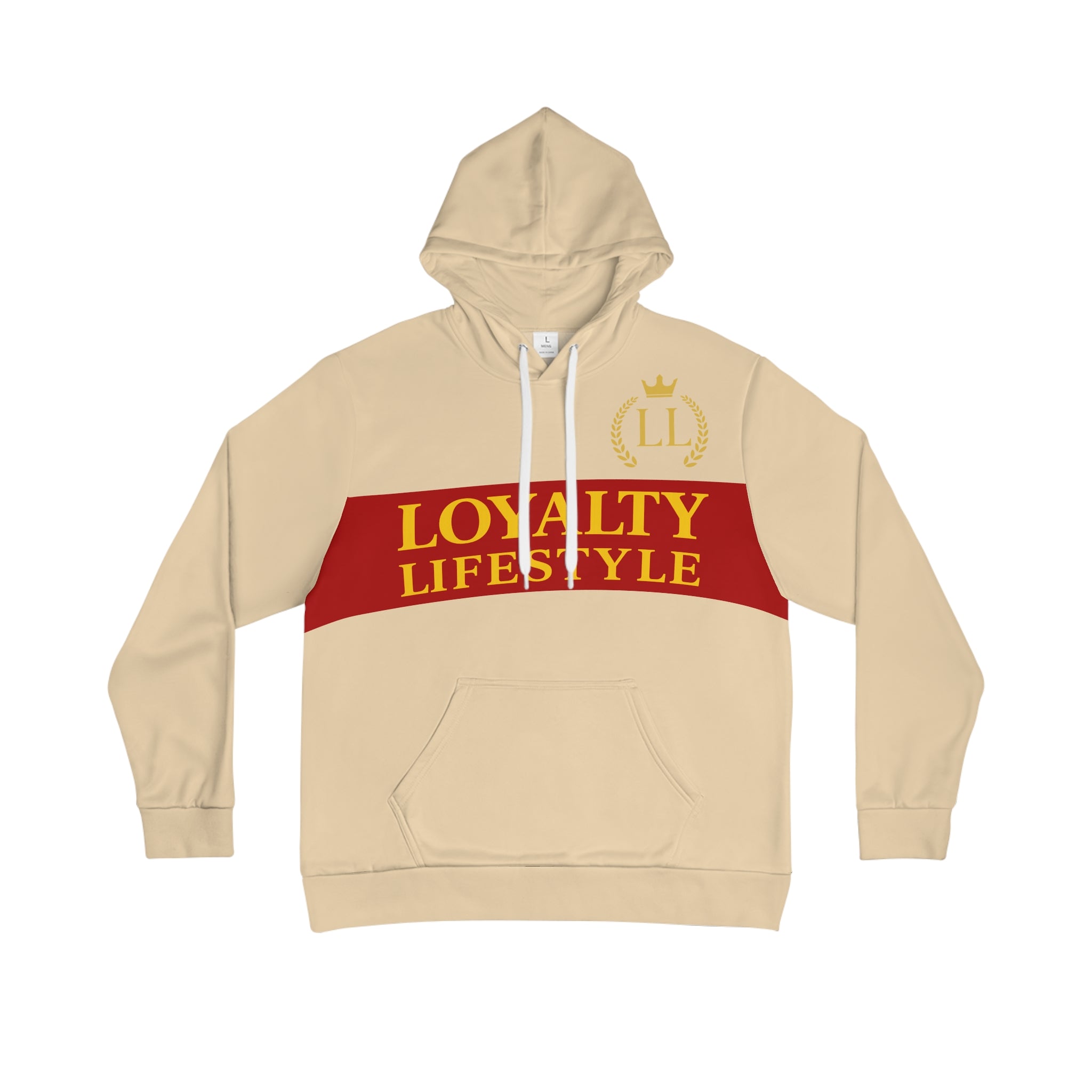 Loyalty Lifestyle Men’s Cream Red Hoodie —  Logo Pullover