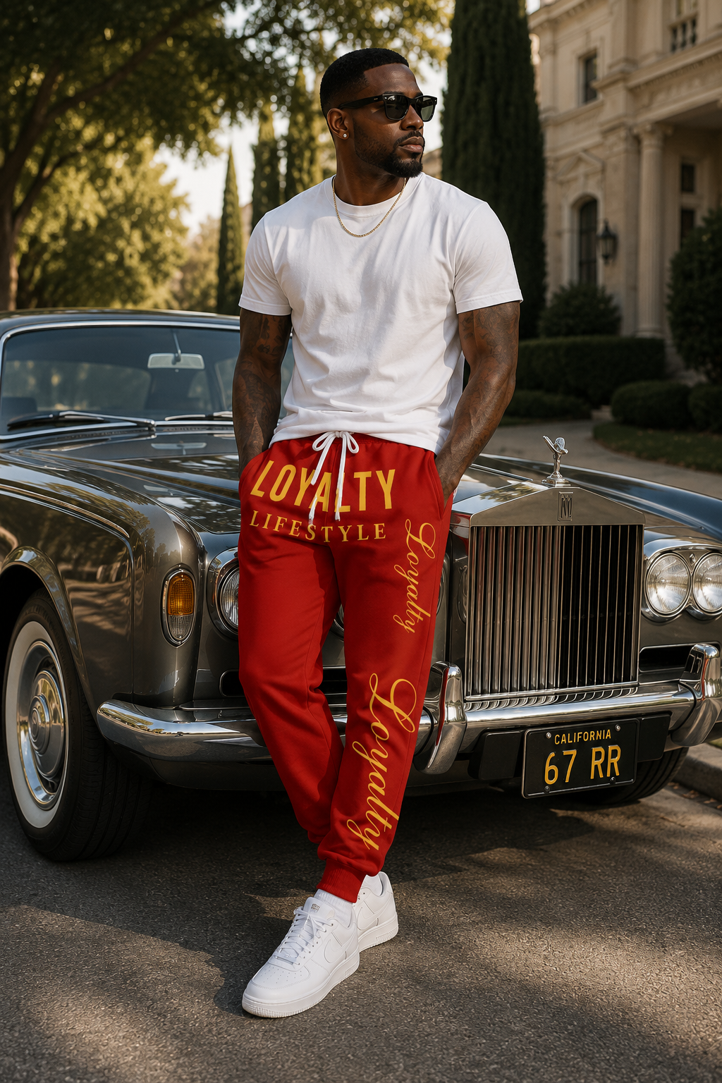 Loyalty Lifestyle Joggers — Red Athletic Sweatpants with Gold "Loyalty" Script