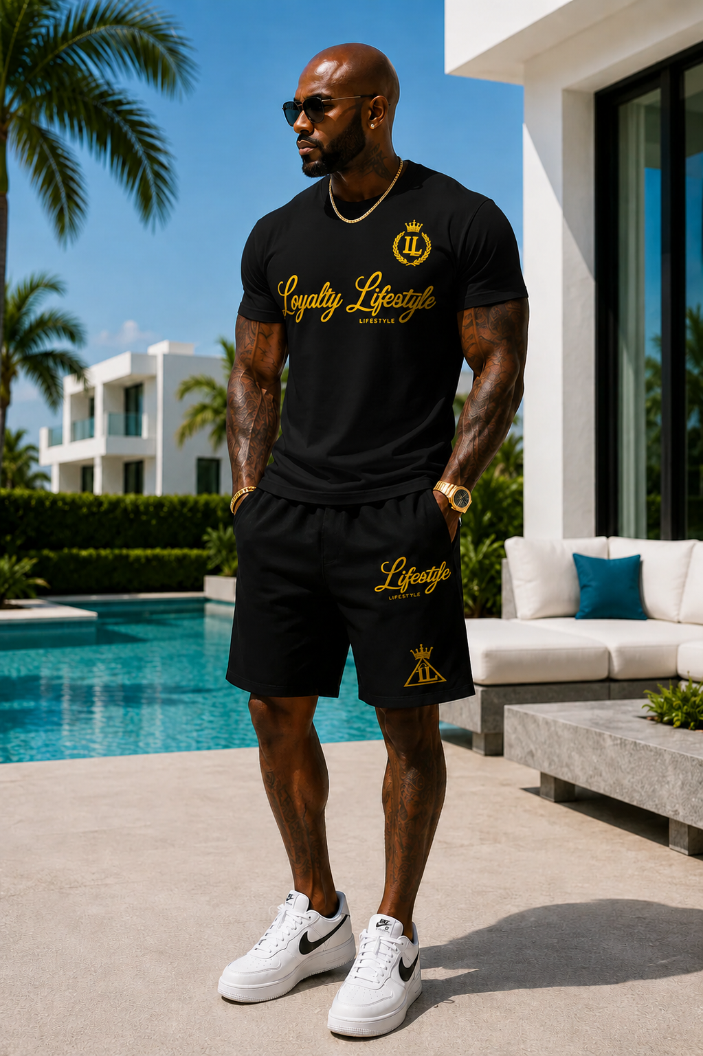 Loyalty Lifestyle Executive Black/Gold Jogger Shorts