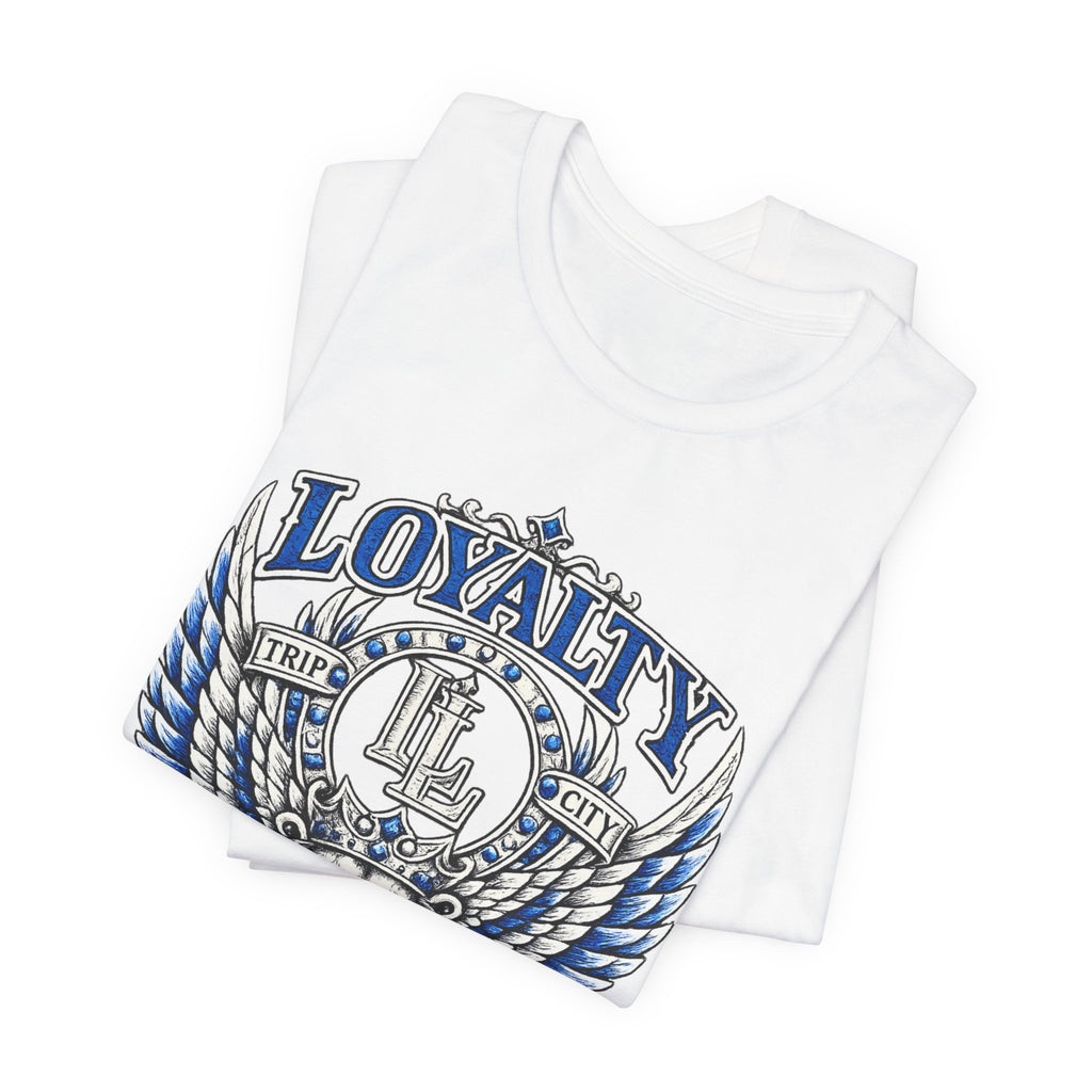 LOYALTY OVER EVERYTHING™ Blue / Silver PREMIUM GRAPHIC T-SHIRT