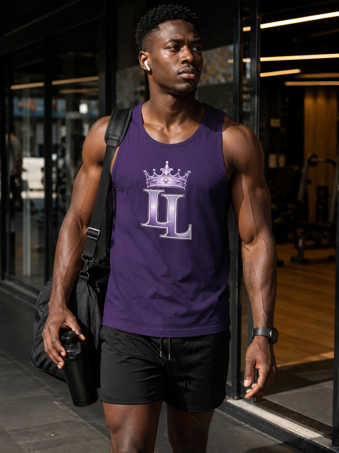 Royal Monogram Tank Top — Purple LL Crown Graphic