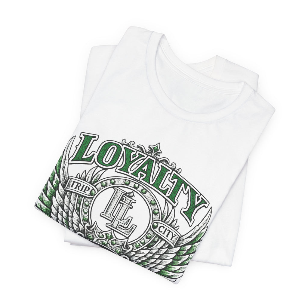 LOYALTY OVER EVERYTHING™ Green / Silver PREMIUM GRAPHIC T-SHIRT