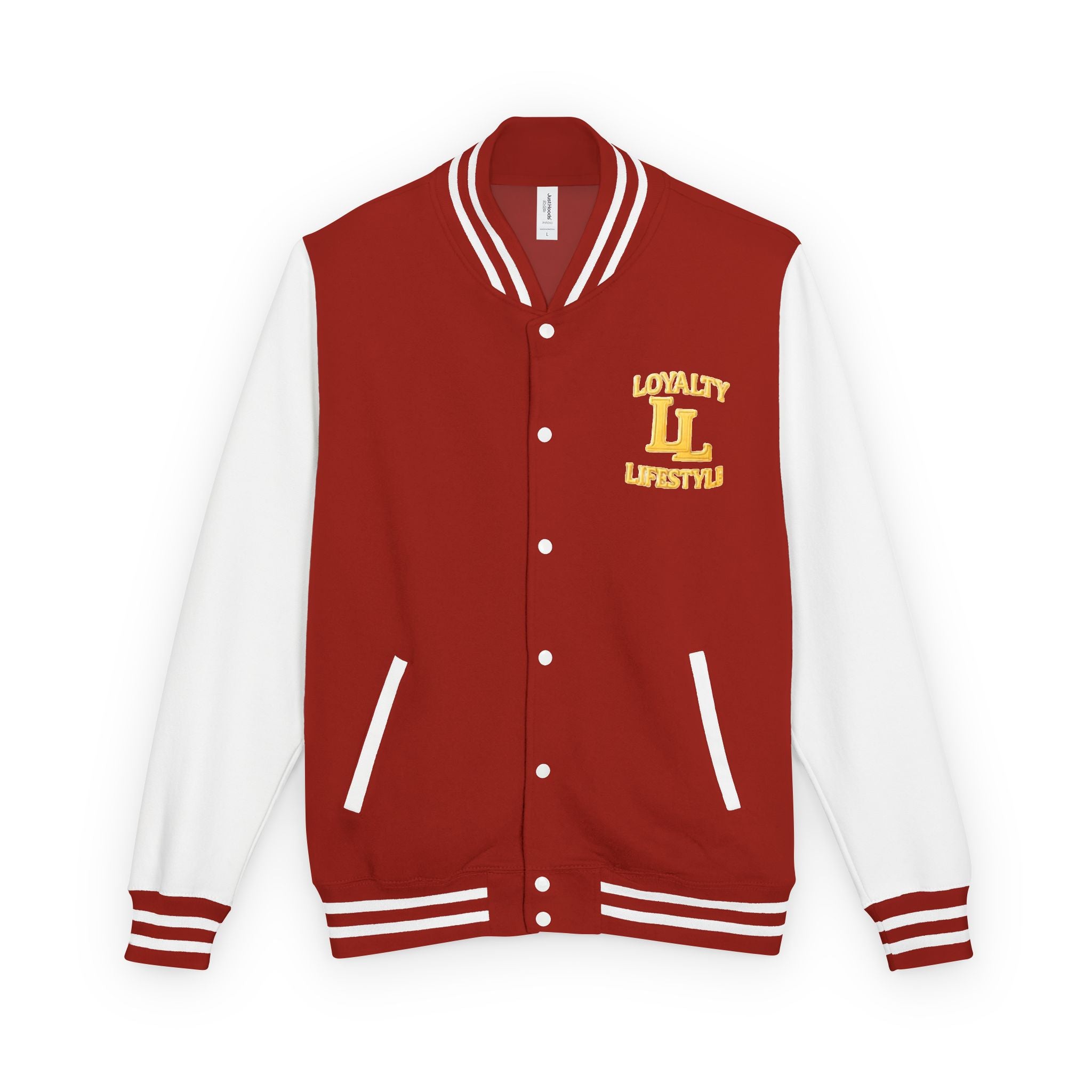 Loyalty Lifestyle Premium Varsity Jacket – Red & Gold