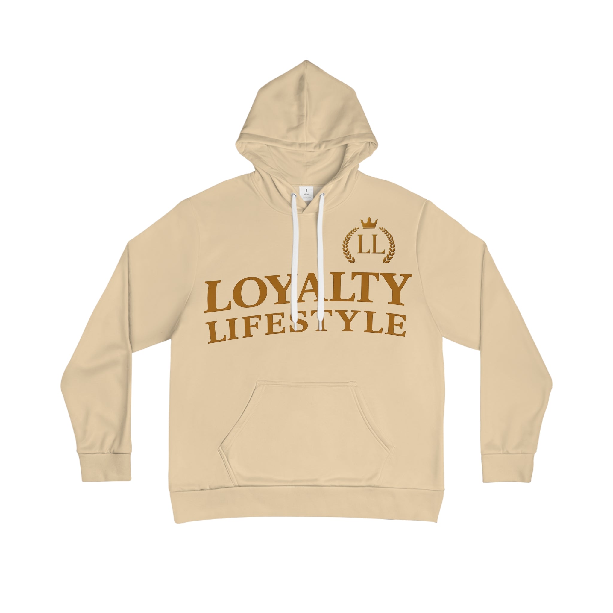 Loyalty Lifestyle Men’s Cream Gold Hoodie —  Logo Pullover