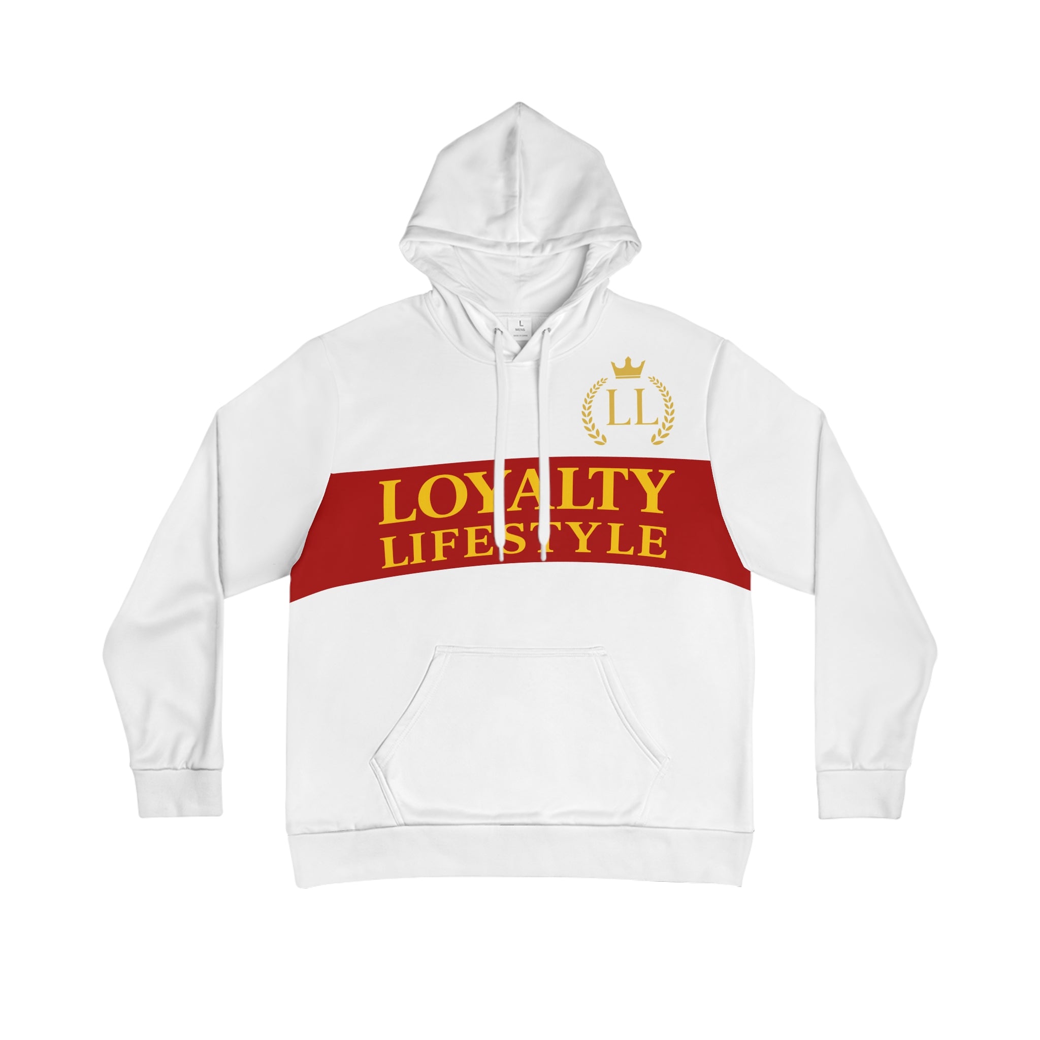 Loyalty Lifestyle Men’s White Red Hoodie —  Logo Pullover