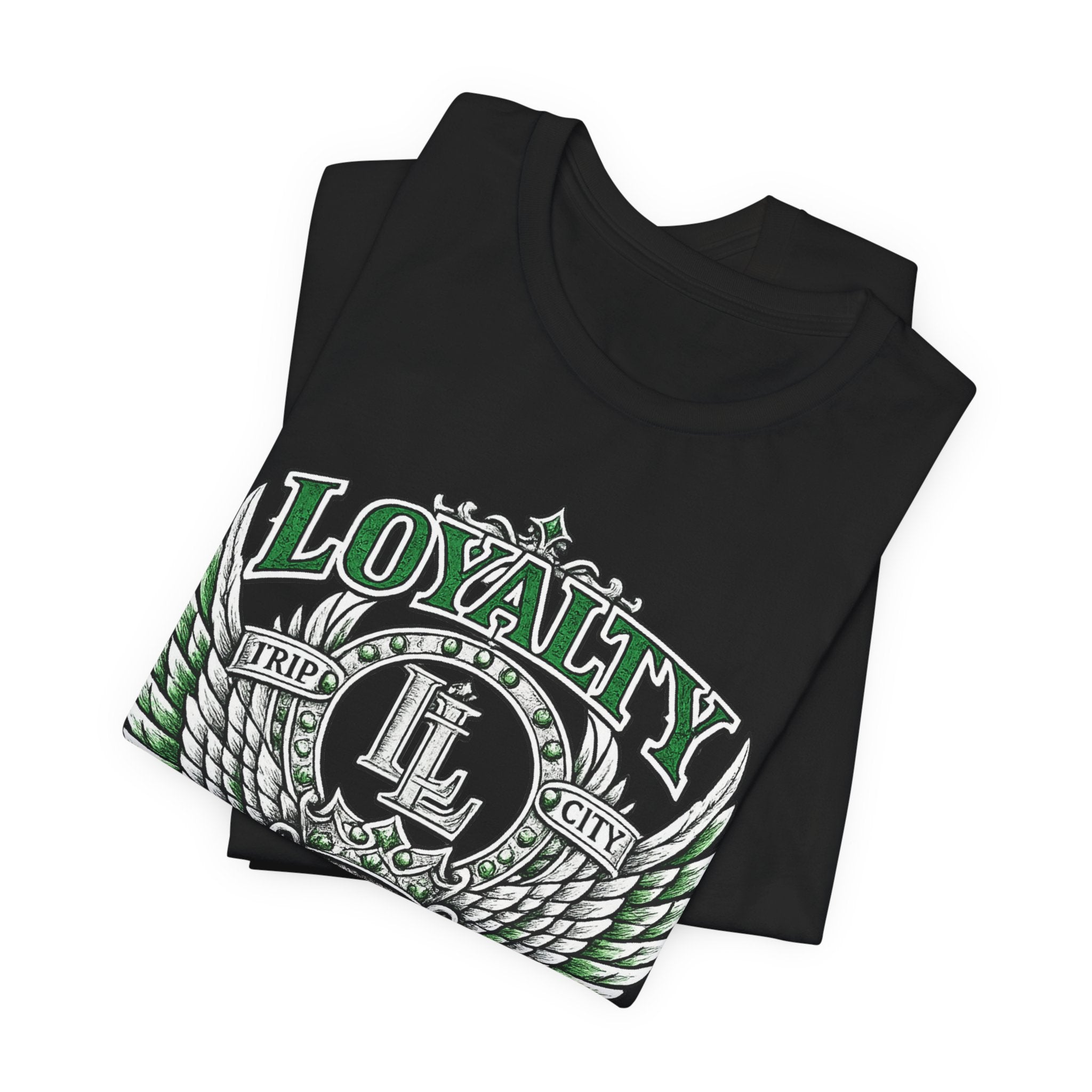 LOYALTY OVER EVERYTHING™ Green / Silver PREMIUM GRAPHIC T-SHIRT
