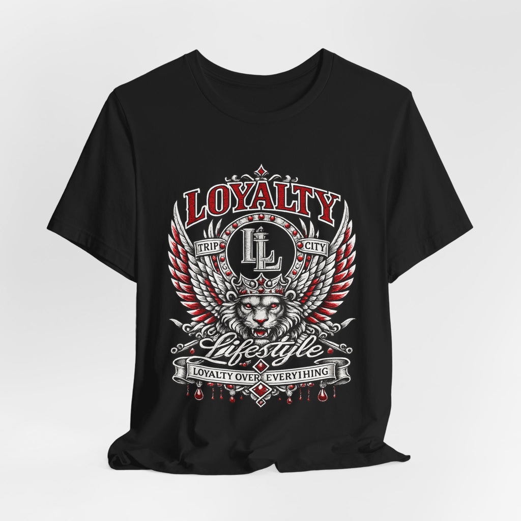 LOYALTY OVER EVERYTHING™ Red / Silver PREMIUM GRAPHIC T-SHIRT
