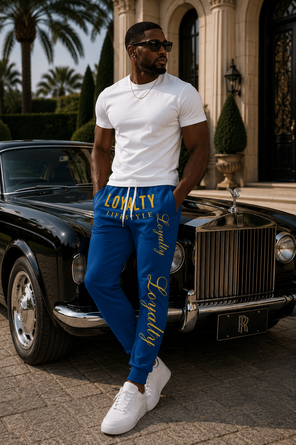 Loyalty Lifestyle Joggers — Blue Athletic Sweatpants with Gold "Loyalty" Script