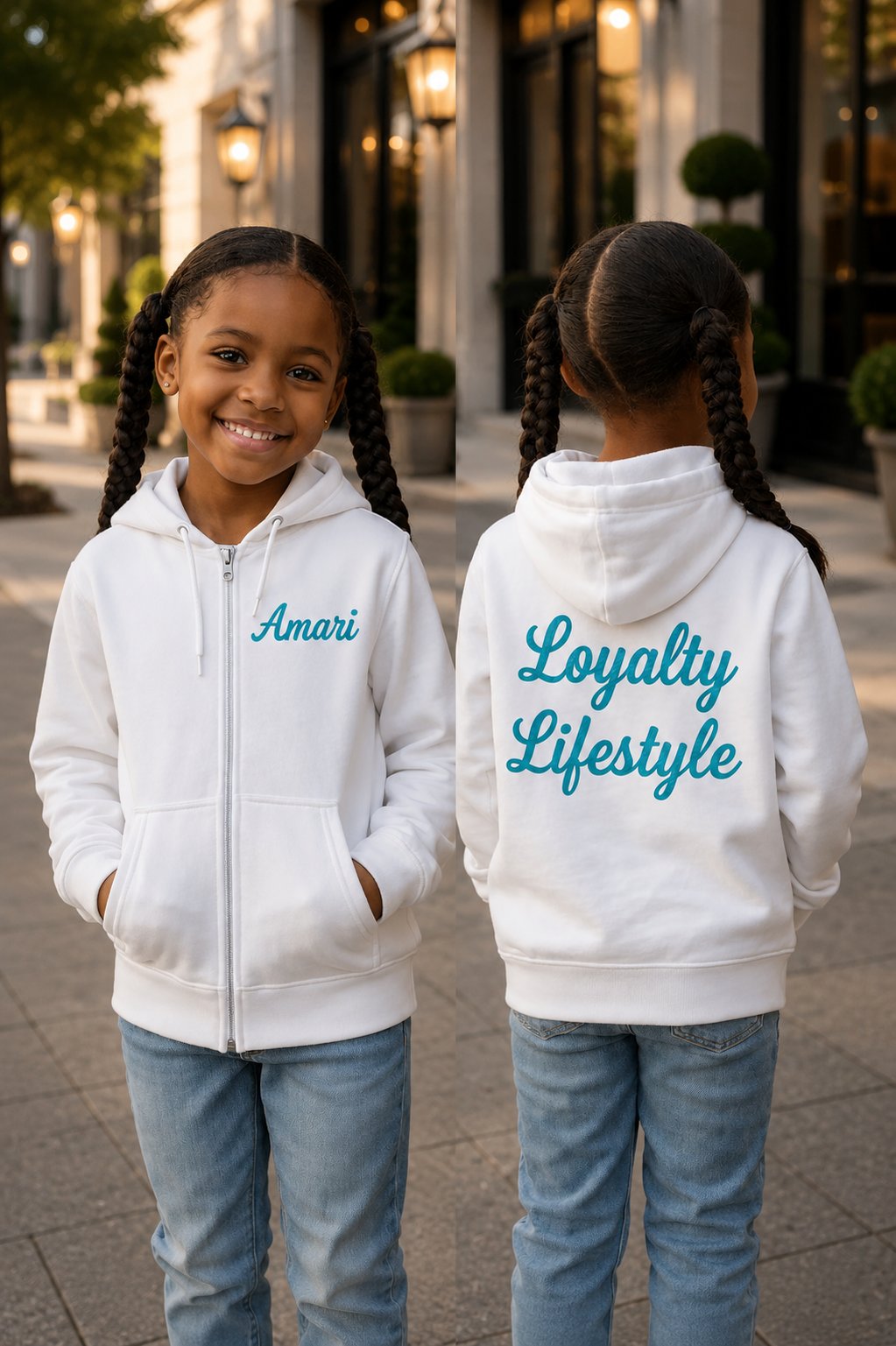 Loyalty Lifestyle Youth Zip Hoodie – Script Edition (Custom Name)