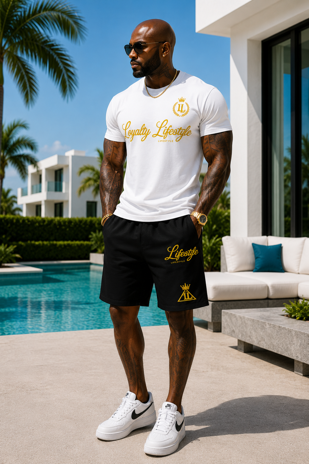 Loyalty Lifestyle Executive Black/Gold Jogger Shorts