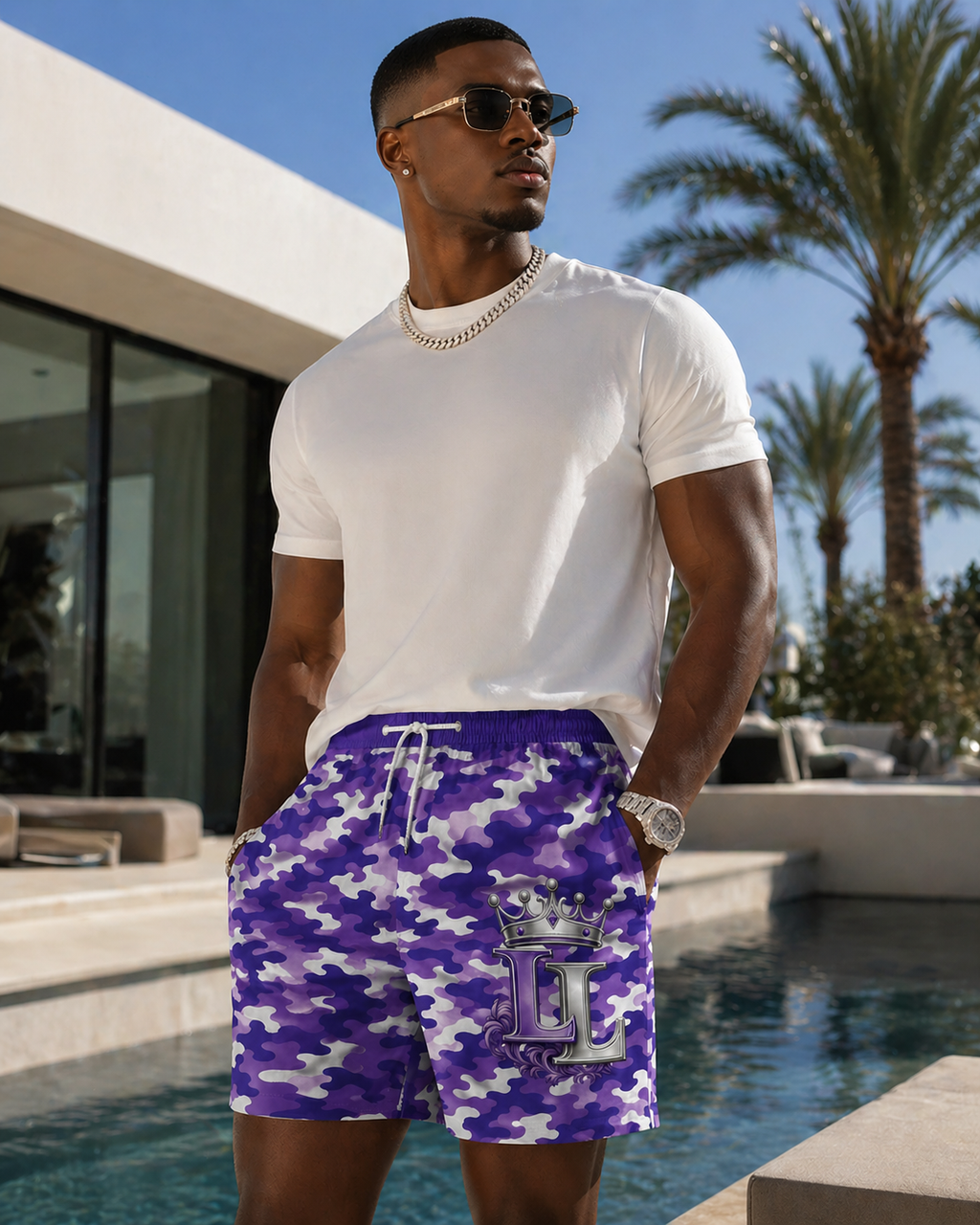 Loyalty Lifestyle Royal Camo Crown Shorts (Purple Edition)