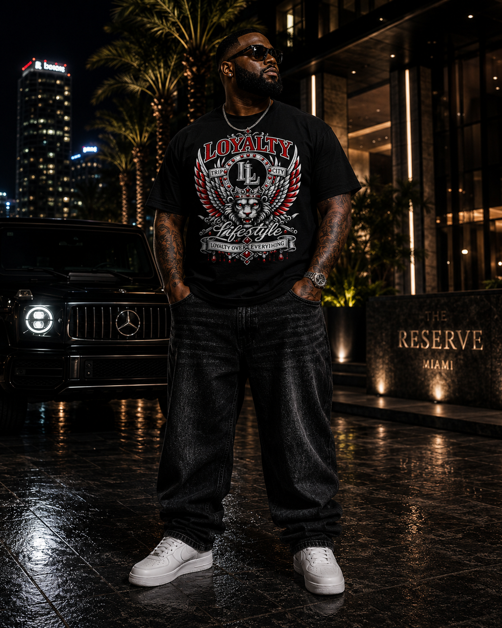 LOYALTY OVER EVERYTHING™ Red / Silver PREMIUM GRAPHIC T-SHIRT